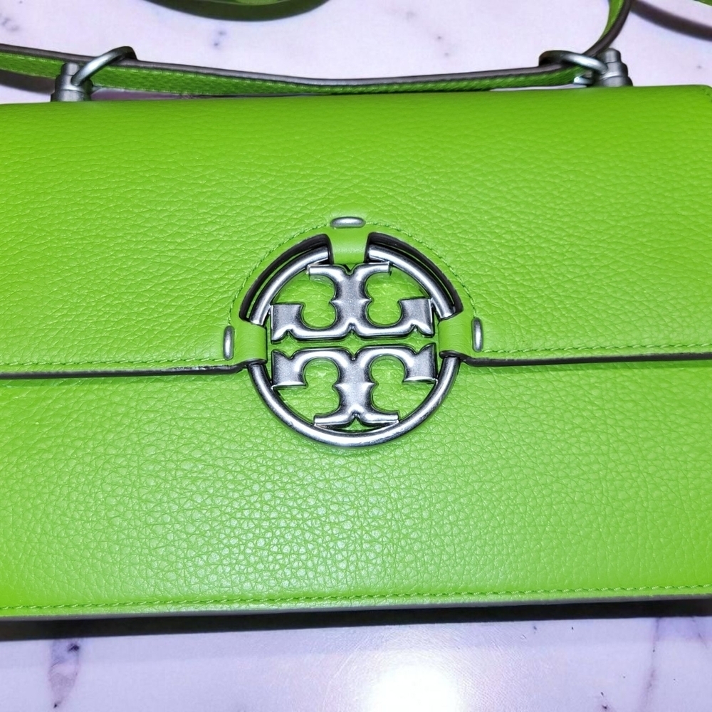 Tory Burch Small Miller Flap Shoulder Bag Wheat Grass Like New + NEW TB Dustbag - Picture 2 of 15